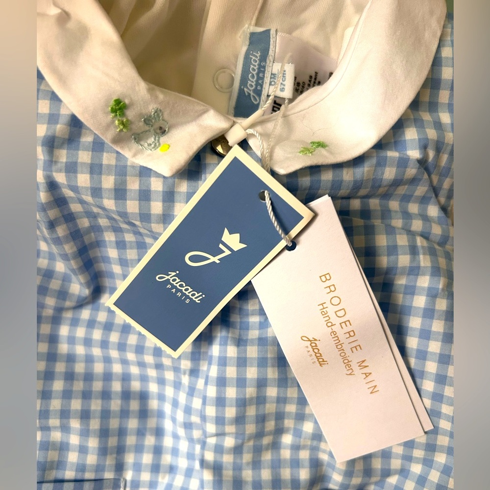 Jacadi gingham romper baby boy - Picture 3 of 3